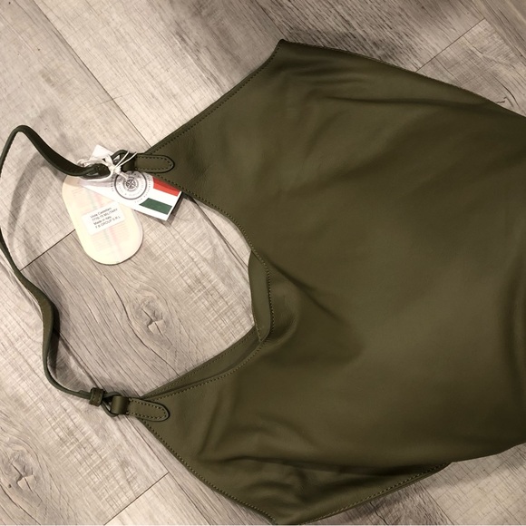 Viola Castellani Chic Olive Leather Shoulder Bag - Picture 2 of 3